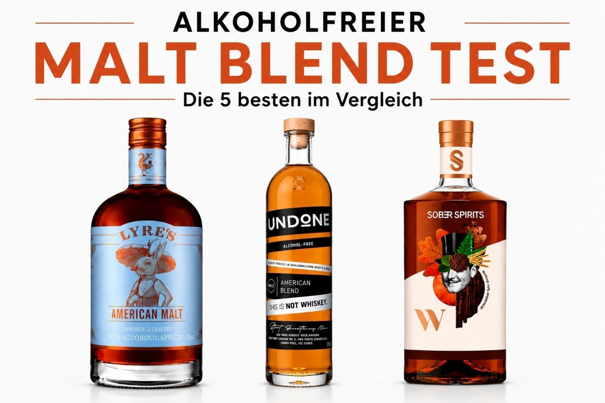 Titelbild zum Test der 5 besten alkoholfreien Malt Blends im Vergleich – malzige, rauchige und hölzerne Aromen ohne Alkohol.