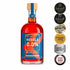 Prämierter alkoholfreier Spritz-Aperitif mit Bitterorange und Rhabarbernoten – Rebels 0.0 Dolce Spritz Flasche freigestellt auf weißem Hintergrund mit internationalen Awards und Auszeichnungen.