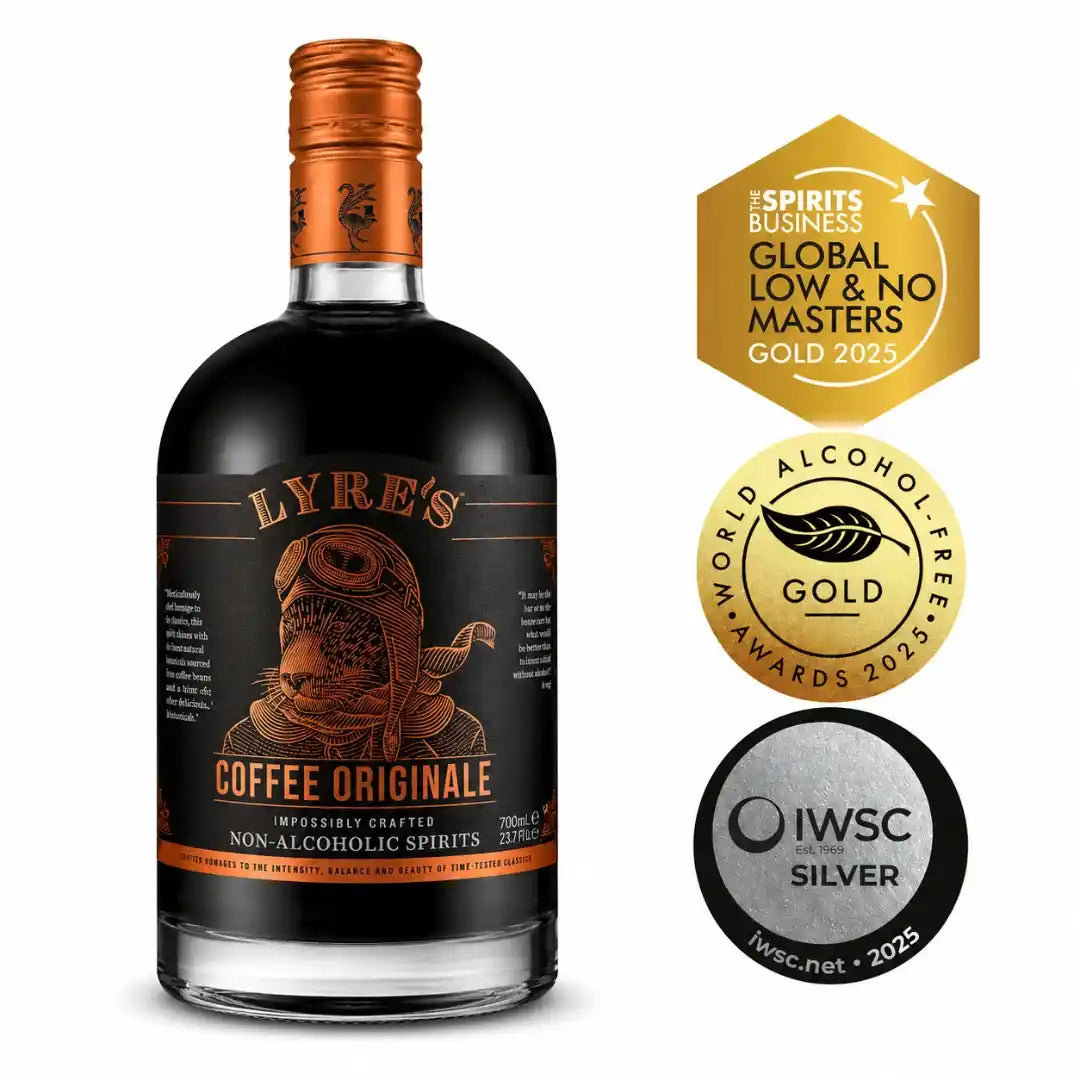 Prämierter alkoholfreier Kaffeelikör Lyre’s Coffee Originale als Produktbild auf weißem Hintergrund