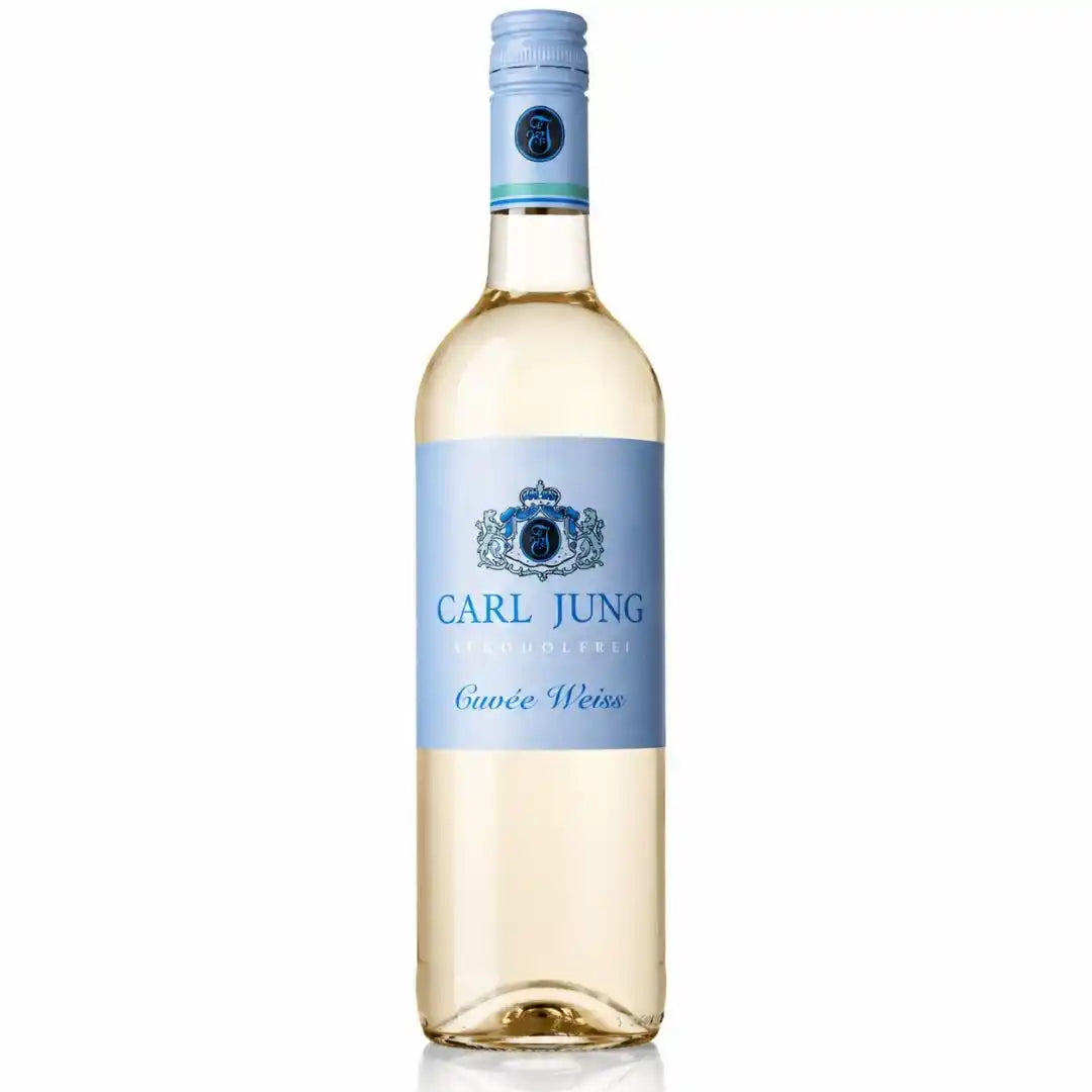 Carl Jung Cuvée Weiß alkoholfreier Weißwein Flasche auf weißem Hintergrund
