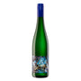 Flasche Dom Zero Riesling alkoholfrei von den Bischöflichen Weingütern Trier mit floralen Etikett und blauem Schraubverschluss