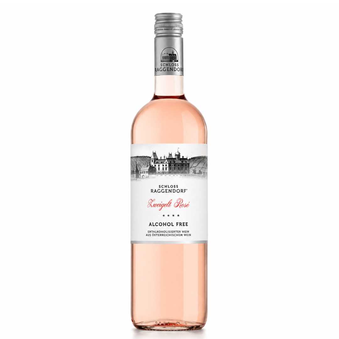 Schloss Raggendorf Zweigelt Rosé alkoholfrei 0,75l Flasche freigestellt auf weißem Hintergrund