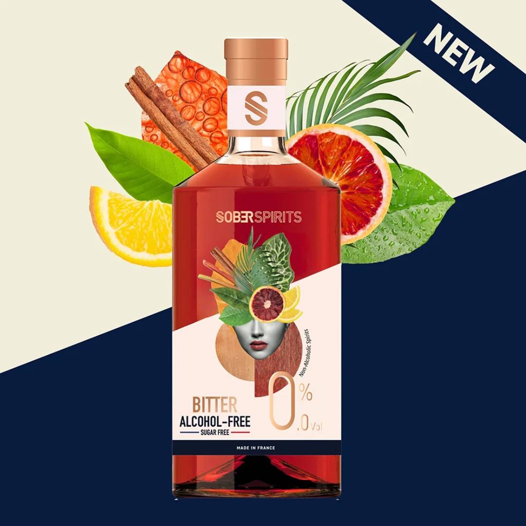 Sober Spirits Bitter 0.0% – alkoholfreier, zuckerfreier Bitter-Aperitif mit Blutorange und Enzian.